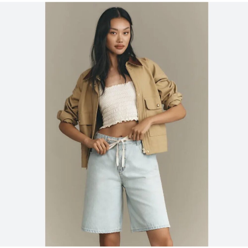NEW Anthropologie Pilcro 90's Wide Leg Classic Bermuda Denim Shorts Size 25